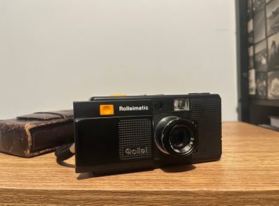 Rolleimatic film camera with case