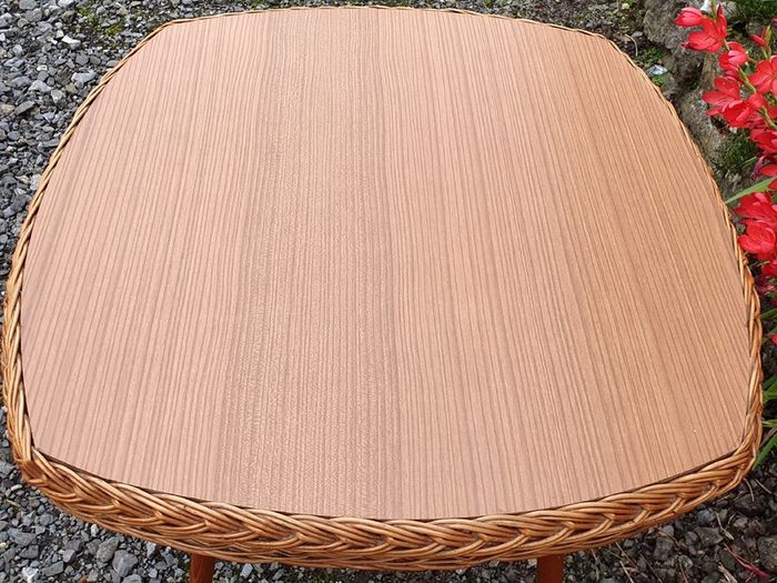 Very Rare Mid Century Wicker Table