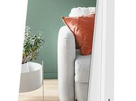 main image for ad _Freestanding Jewelry Cabinet, Jewelry Organizer with 2 Removable Cosmetic Organizers, Frameless Psyche Mirror, with Lock and Keys, White