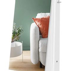 _Freestanding Jewelry Cabinet, Jewelry Organizer with 2 Removable Cosmetic Organizers, Frameless Psyche Mirror, with Lock and Keys, White