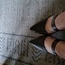 Brown and khaki green slip on low high heels Image 7