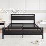 King Size Bed Frame with Wooden Headboard,Heavy Duty Metal Platform Image 7