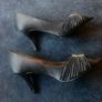 Navy Satin Peep-Toe Dress Shoes. Image 3