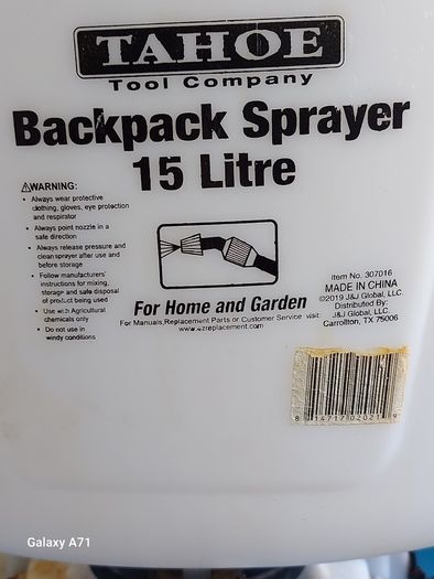 TAHOE 15 Litre Backpack Sprayer in excellent condition