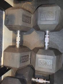 55kg Rubber Hex Dumbells