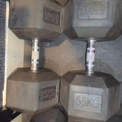 55kg Rubber Hex Dumbells