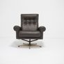 Vintage Brown Leather Swivel Armchair, Denmark, 1970s. Image 5