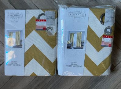 BN HARRY CORRY Chevron yellow ochre curtains x2