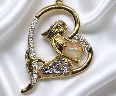 Silver Mermaid in Heart Pendant by Harry Ivens