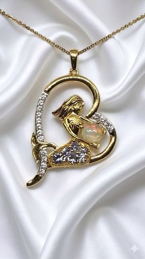 Silver Mermaid in Heart Pendant by Harry Ivens