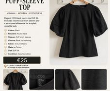 COS Black Puff-Sleeve Top