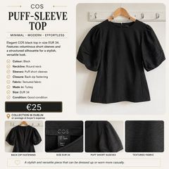 COS Black Puff-Sleeve Top