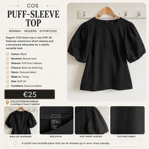 COS Black Puff-Sleeve Top