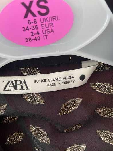 Amazing Zara black and gold long print dress XS