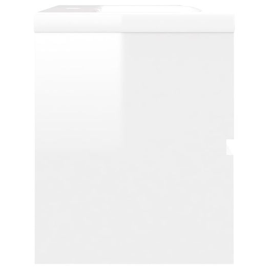 Sink Cabinet with Built-in Basin High Gloss White Chipboard