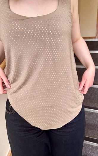 River Island Beige Rhinestone Top - UK 6 Fits UK 8