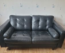 2 Leather couches-  2 seaters, black