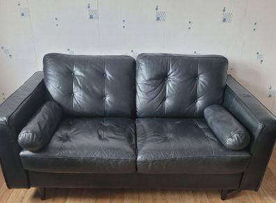 2 Leather couches-  2 seaters, black