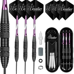 FREE P&P Steel Darts Set, Professional 23g Darts Tip with Non-Slip Stainless Steel Shaft, Poly Flights, PVC Shafts, Dart Sharpener, Rubber Rings, Flight Protecter, with Gift Box