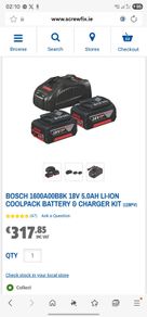 Bosch Professional Starter Set ( 2 x 5Ah Coolpack amp share battery's & 1 x 8amp fast charger )