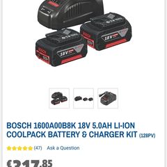 Bosch Professional Starter Set ( 2 x 5Ah Coolpack amp share battery's & 1 x 8amp fast charger )