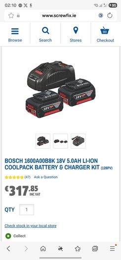 Bosch Professional Starter Set ( 2 x 5Ah Coolpack amp share battery's & 1 x 8amp fast charger )