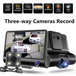 3x Camera Front Back and Inside 4" HD 1080P 170 WDR Car DVR Dual Lens Camera Video Recorder Rearview Dash Cam Taxi Van Mini