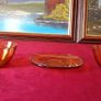 Vereco France Amber Glass 9 Piece Two Handled Soup Bowls and Cups And Saucer Image 6