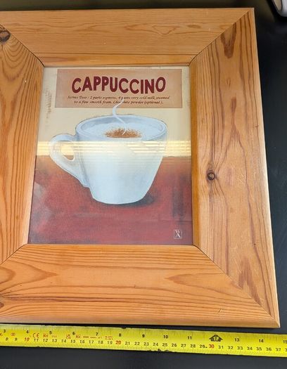 Pair Kitchen Prints Cappuccino Chianti Framed Coffee Wine Wall Art