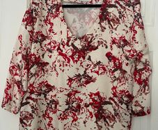 Part Two Top UK 18 Floral Blouse Viscose Loose Fit Plus Size 18