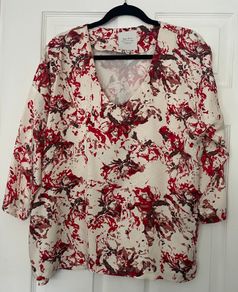 Part Two Top UK 18 Floral Blouse Viscose Loose Fit Plus Size 18