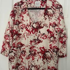 Part Two Top UK 18 Floral Blouse Viscose Loose Fit Plus Size 18