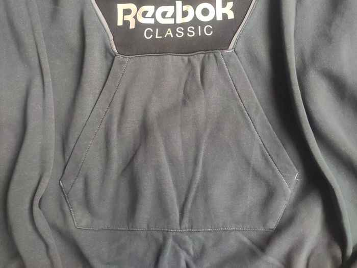 Reebok Classic Grey Half Zip Sweatshirt Big Back Logo Size M