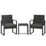 Rattan Bistro Set, 3-piece Garden Furniture Set with 2 Garden Chairs, Coffee Table, Removable Cushions Dark Gray Image 5