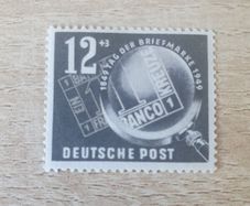 East Germany 1949 "Stamp Day" 12+3 Pfennig Stamp unused - free standard postage