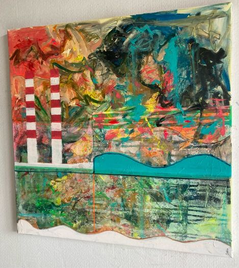 Large Original Art Poolbeg Chimneys Dublin Art Original Painting Irish Art Irish Artist contemporize