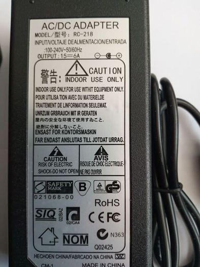 Htrc Rc-218 Ac/dc Adapter 15v 6a