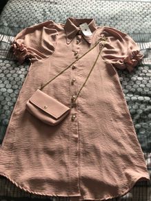 Size 8 pink shirt dress and bag