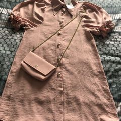 Size 8 pink shirt dress and bag