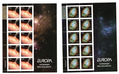 2009 Ireland Europa (International Year of Astronomy) Commemorative Stamps Sheet Plate 1A1A1A1A Mint Never Hinged (MNH)