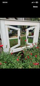 Garden reflection mirror window.