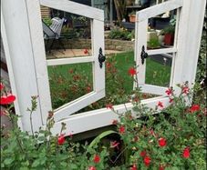 Garden reflection mirror window.