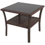 Two-tier PE Rattan Square Coffee Table - Brown Image 3