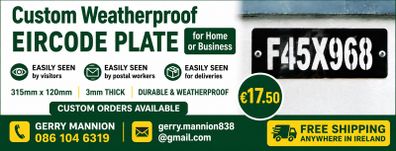 Custom eircode plate