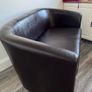 Small Brown Faux Leather Sofa - Like New Image 8