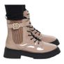 Beige patent chunky biker boots |River Island UK 5 / EU38 Nude Image 6