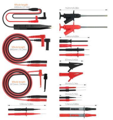 BRAND NEW 21pcs Electronic Test Lead Kits Multimeter Lead with Alligator Clips Replaceable Probes Tips Accessories Kit