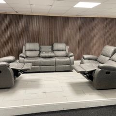 Holgate Manual Leather & Fabric Recliner Sofa