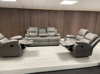 Holgate Manual Leather & Fabric Recliner Sofa