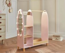Dimples Wooden Dress-Up Rack with Light-Up Mirror
